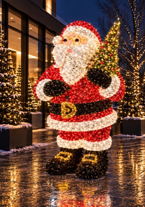 Kerstman met kerstboom