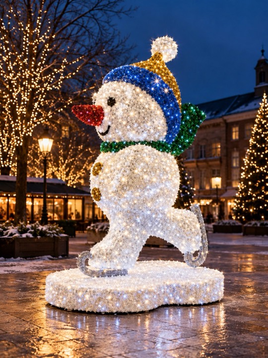 Schaatsende sneeuwpop