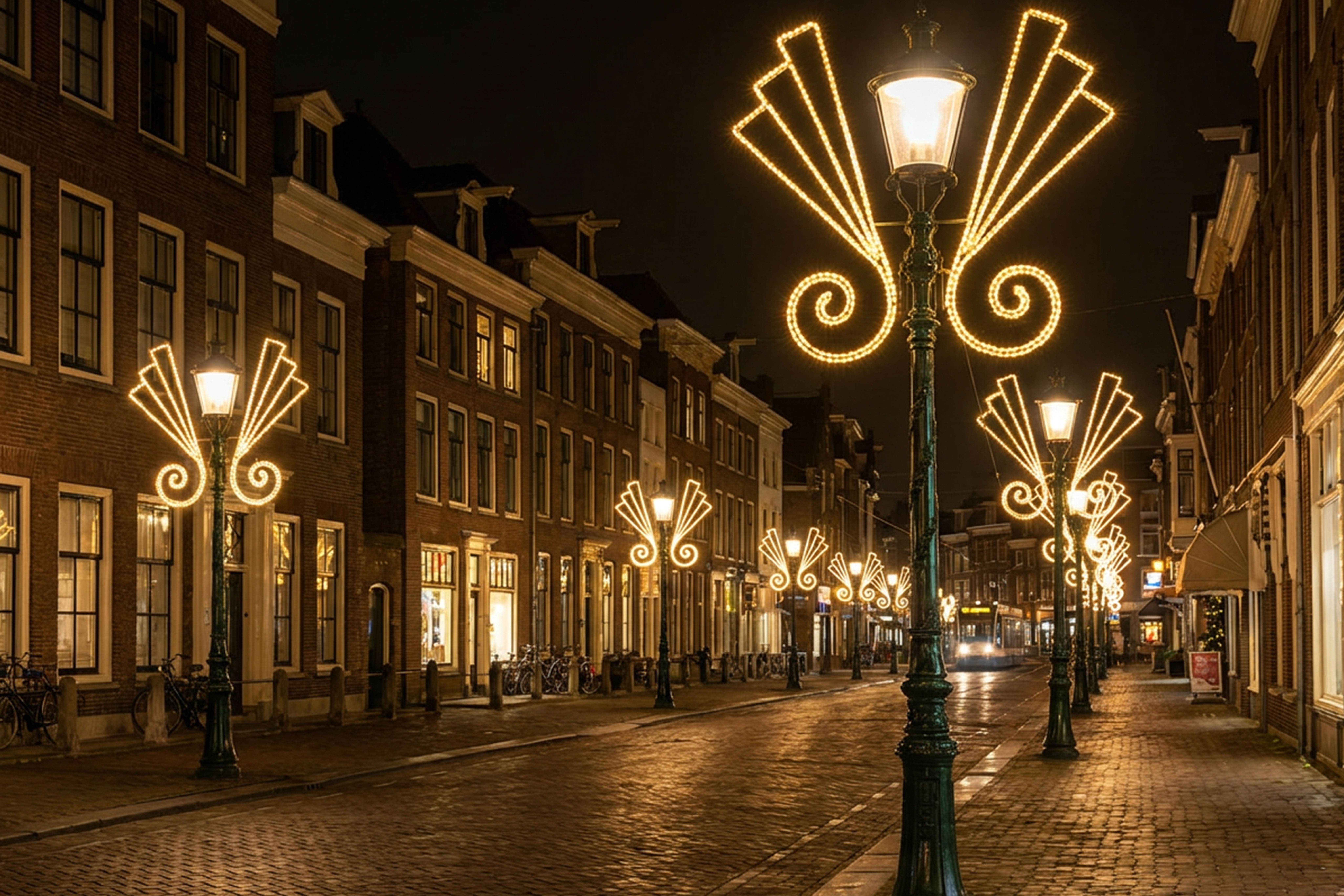 Dorpsstraat - De kerstdecorateurs - Lantaarnpaal ornament