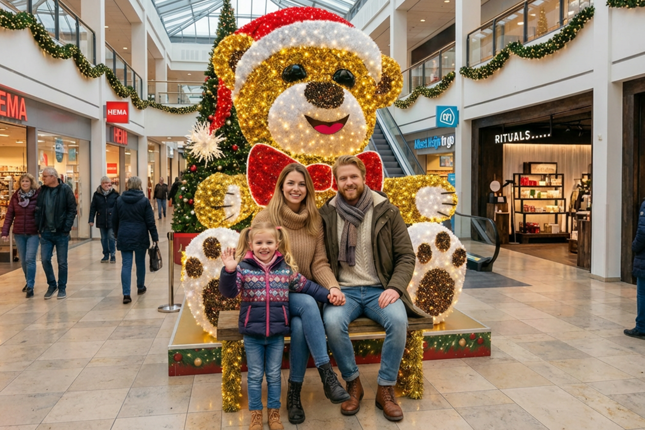 Kerstdecoratie huren XL Object - Winkelcentrum - XL Teddy Kerstversiering - De Kerstdecorateurs